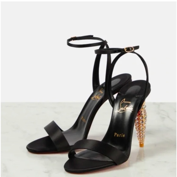 CHRISTIAN LOUBOUTIN Lipstrass Queen satin sandals BNIB EU 39.5/40 - Picture 5 of 15